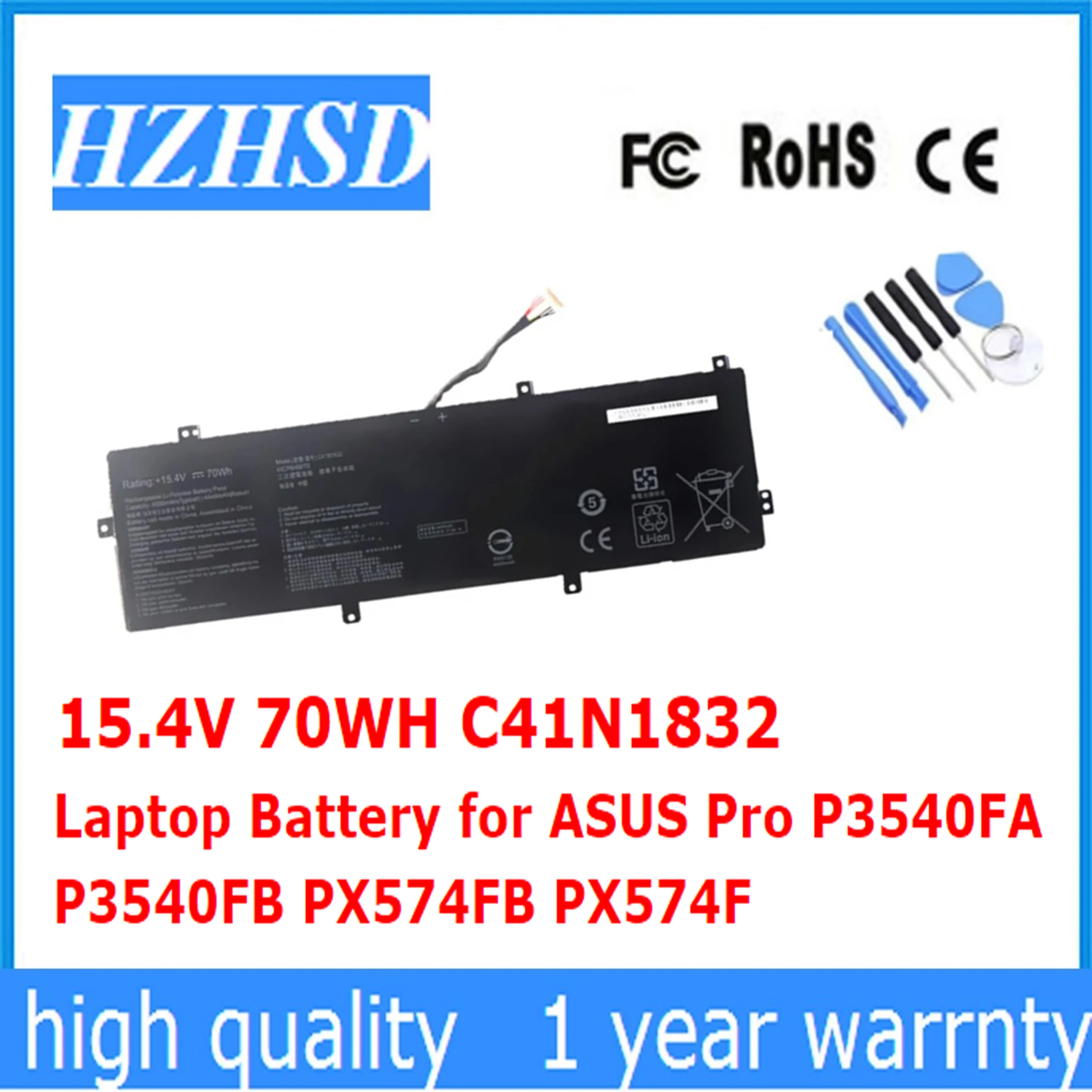 ラップトップバッテリー,15.4v,70wh,c41n1832,asus pro,p3540fa,px574fb,px574f用