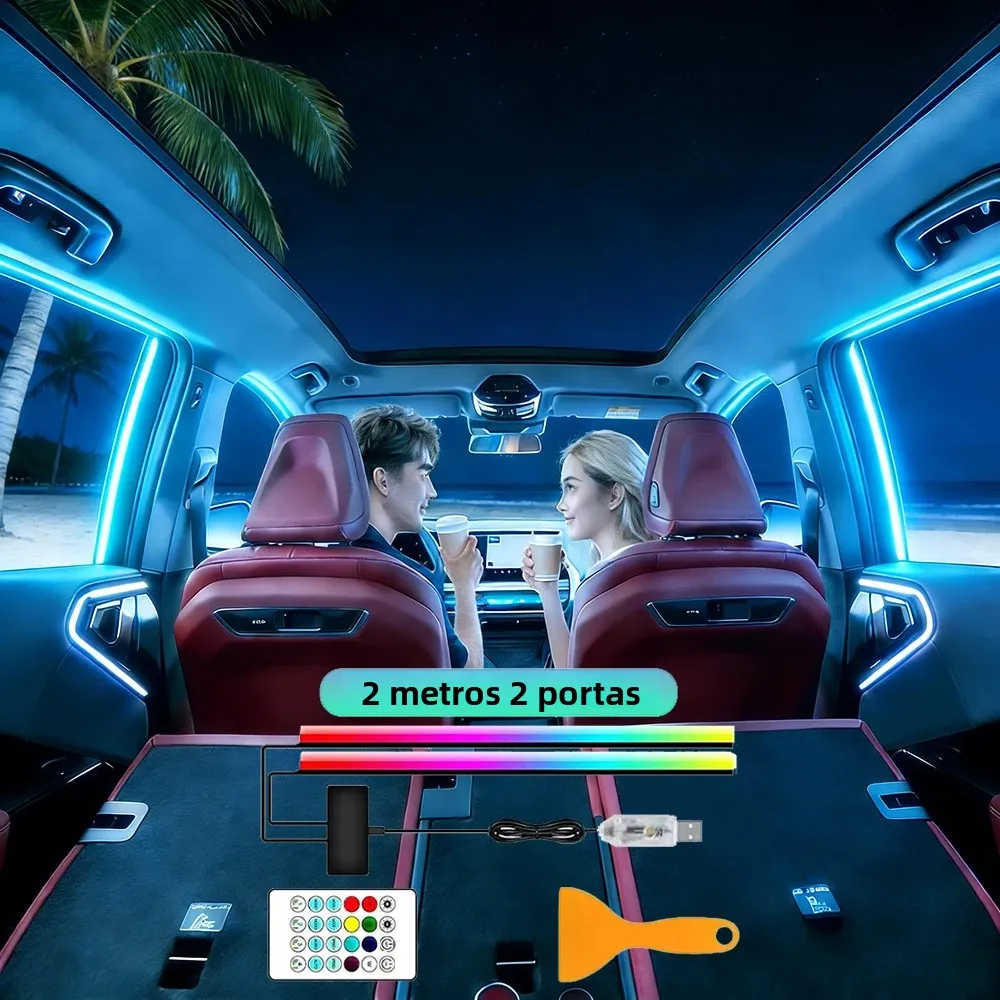 Novas Luzes para a Moldura da Porta, Acessórios para Carros, Gadgets de Interior, LEDs, Fita de LED para Decoração, Luz Ambiente, Kit de Iluminação, A