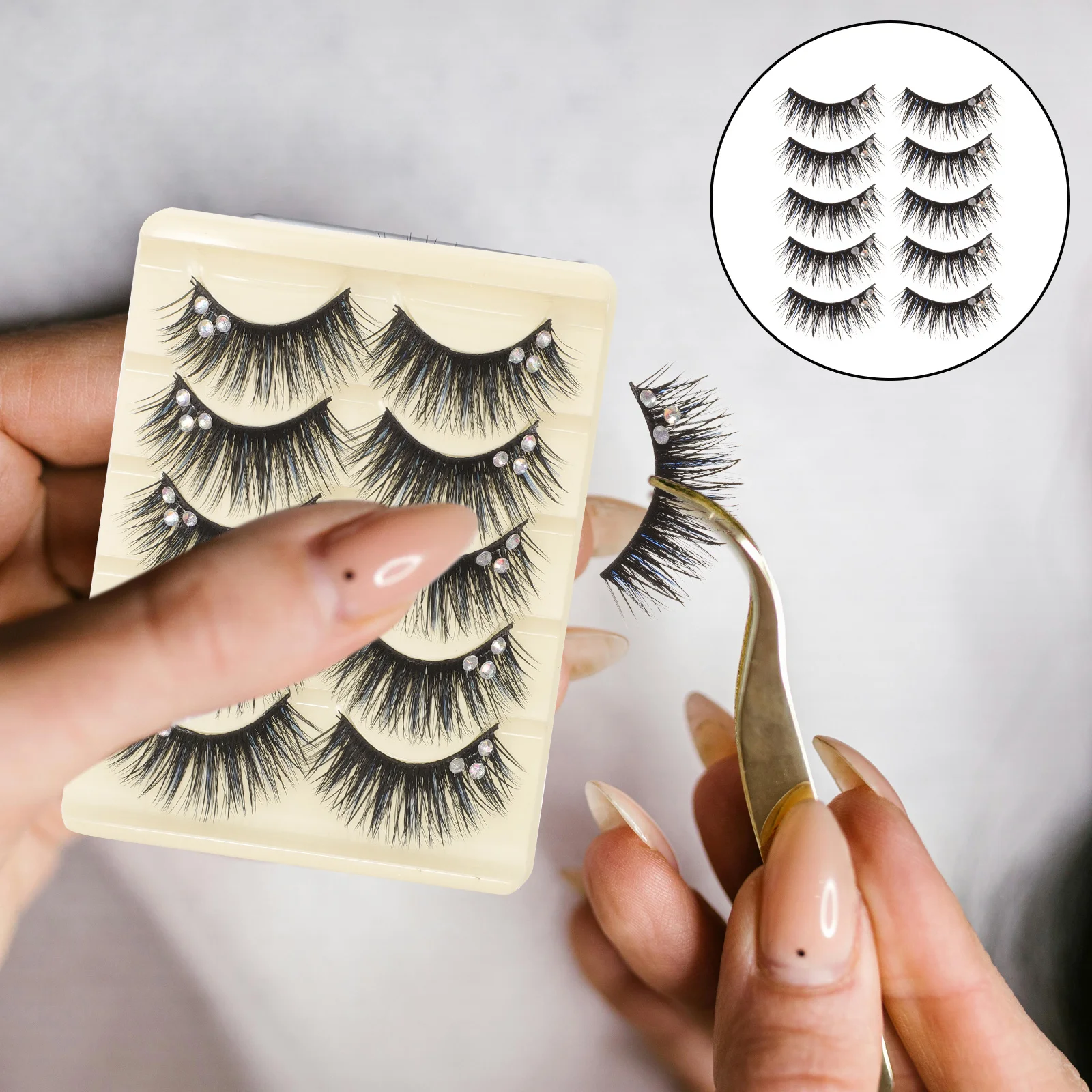 5 paia di ciglia finte dall'aspetto naturale, comode ciglia finte, confezione facile da usare, ciglia finte naturali corte, trucco individuale