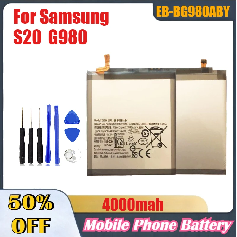 

4000 мАч Высококачественные аккумуляторы для мобильных телефонов EB-BG980ABY для Samsung S20 G980 Полимерные встроенные аккумуляторы + инструменты 3,85 В