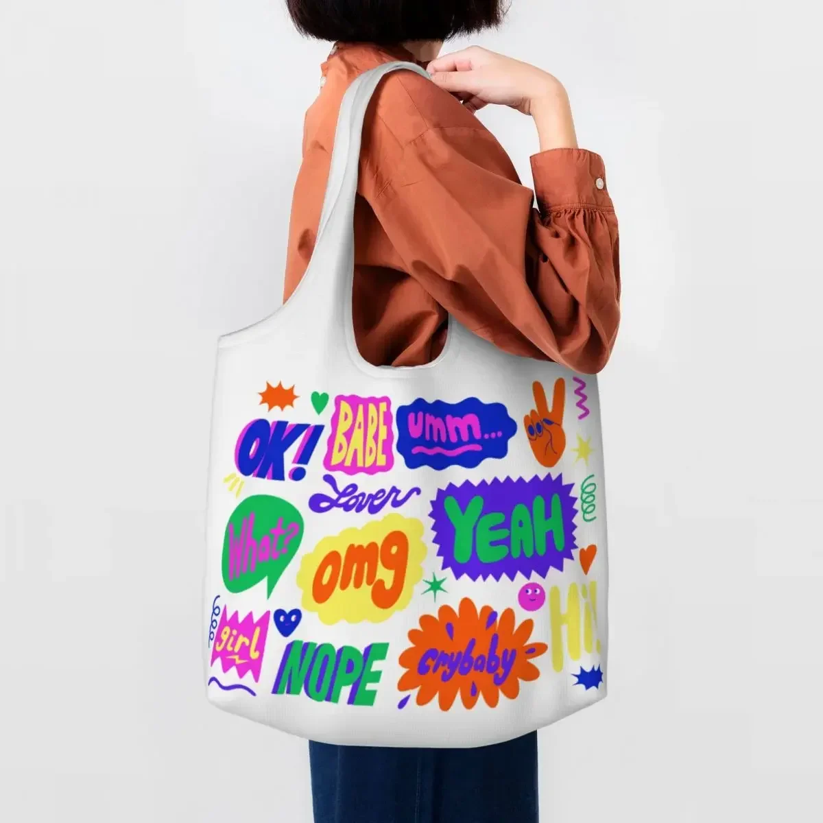 Cute Print Type Studies Shopping Tote Bag Durable Canvas Shoulder Shopper Street Mmural Art Eldridge Bags Handbags