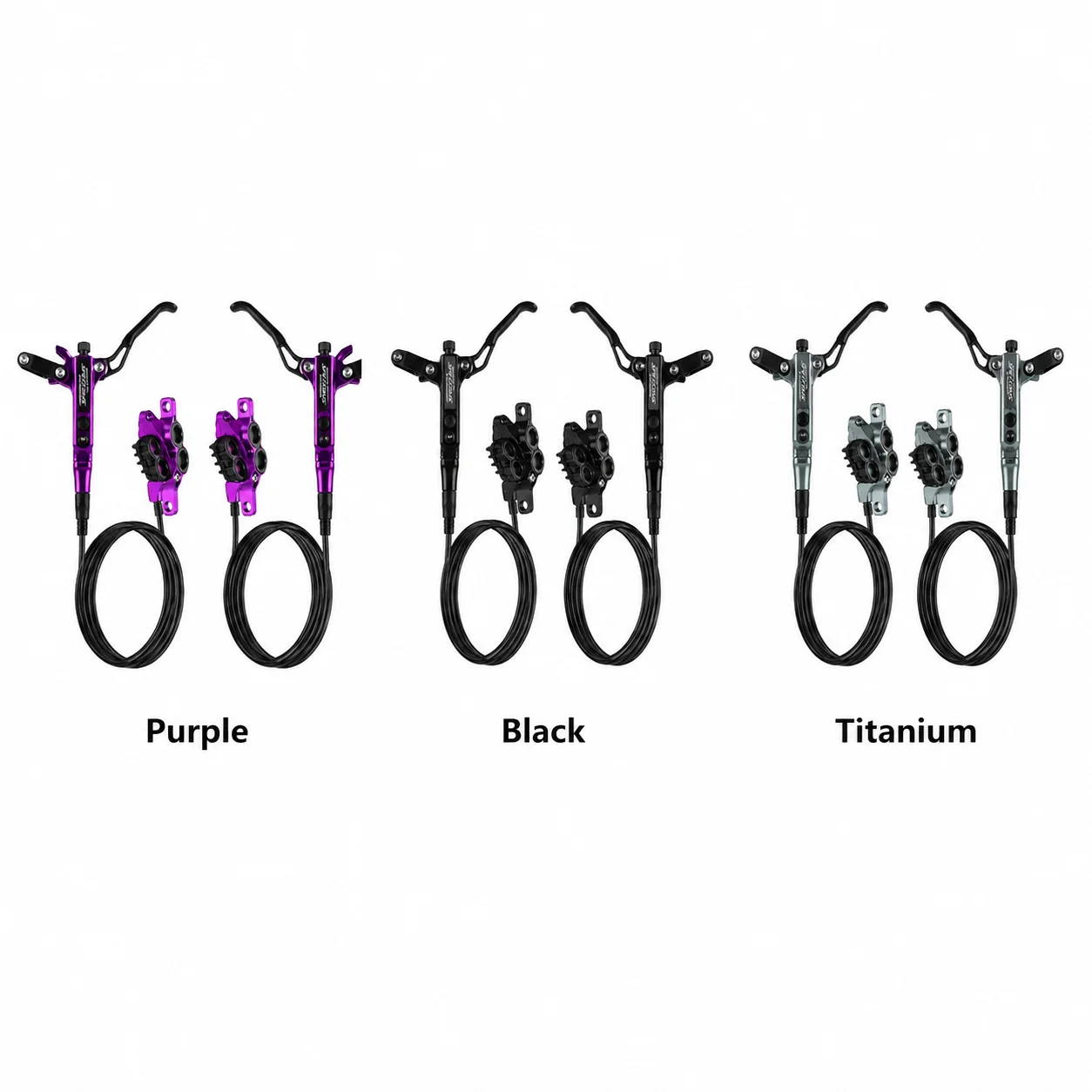 SPEEDONE 4 Piston MTB Hydraulic Disc Brake Set Front Rear Dual-Side Braking Adjustable Lever Heat Dissipation for Mountain Bike