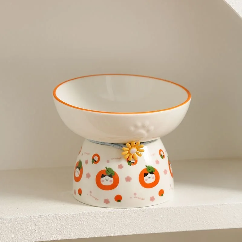 

Cartoon Cat Bowl, Ceramic High Foot, Anti-Overturning Protection, Cervical Dog Drinking Water Rice Food Bowls, Supplies, 1Pc