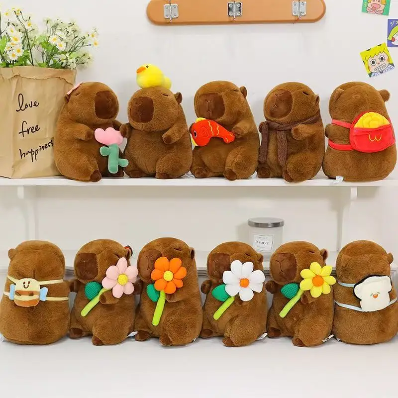 25cm Capybara Plush Simulation Capibara Anime Fluffty Toy Plant Stuffed Doll Holidays Props Decorative Throw Pillow for Kids