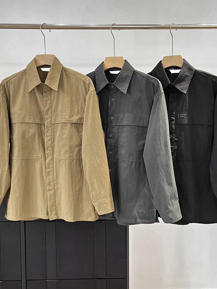 

Мужская повседневная хлопковая рубашка свободного кроя для активного отдыха и работы, с двойным воротником в стиле ретро, для пар