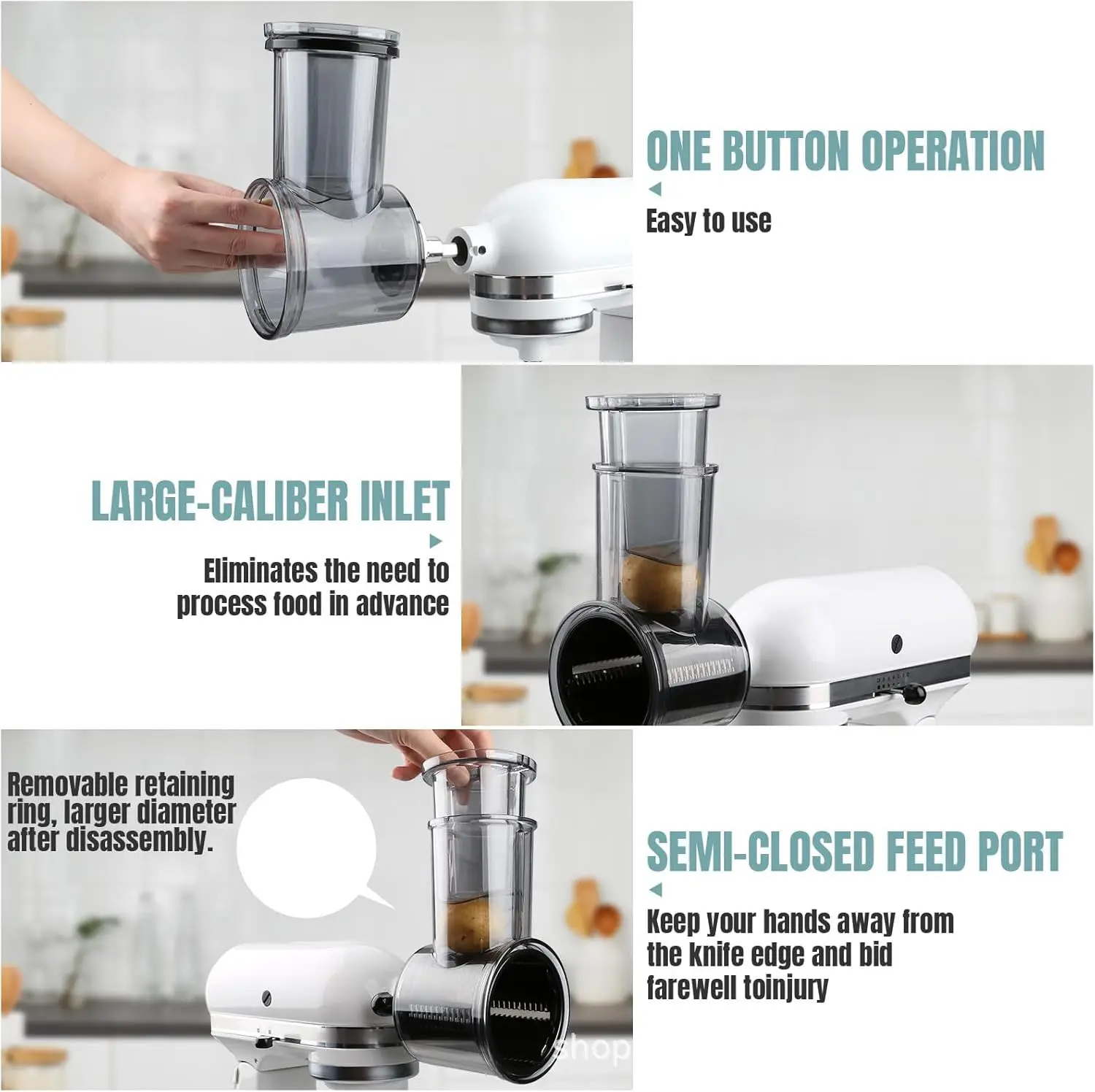 Suitable for KitchenAid Large Diameter Vegetable Cutter Kaisanyi Chef Machine Slicing Shredded Cheese Wave Shredded Potatoes