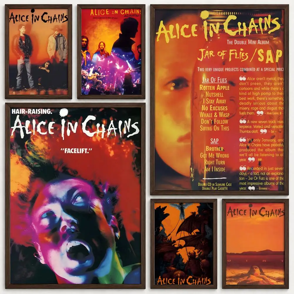 Band Alice In Chains Poster Self‑Adhesive Waterproof PP Poster Coffee House Bar Wall Art Sticker Room Home Decor