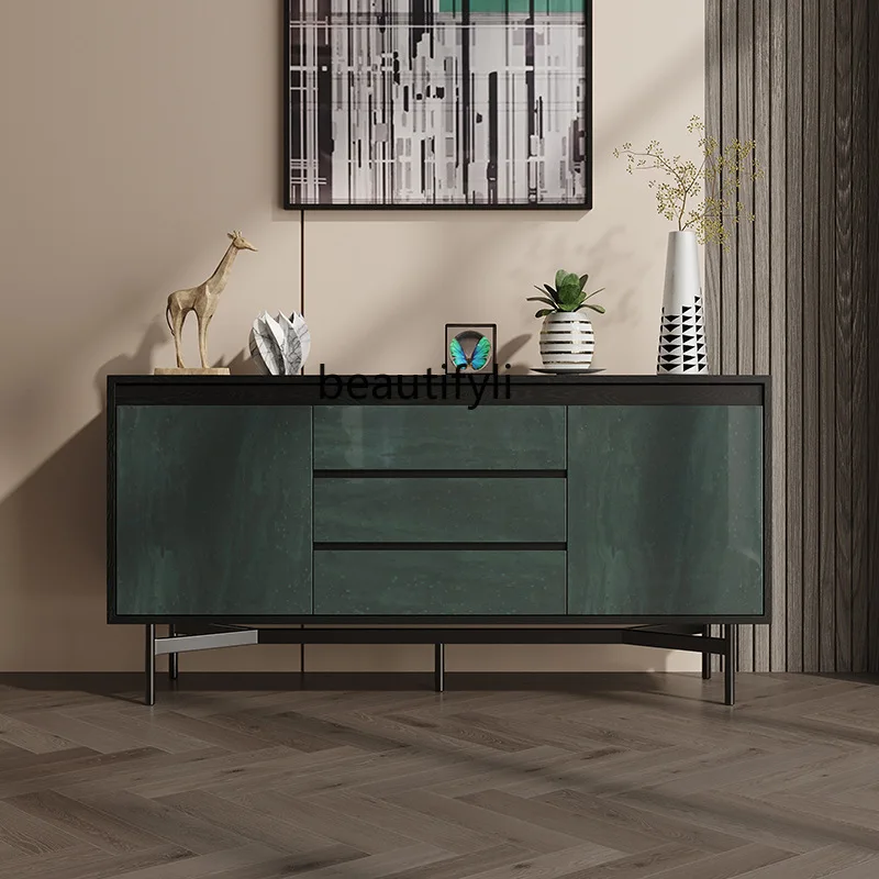 

Light luxury dining side cabinet, living room wall solid wood decoration, modern simple drawer storage entrance cabinet