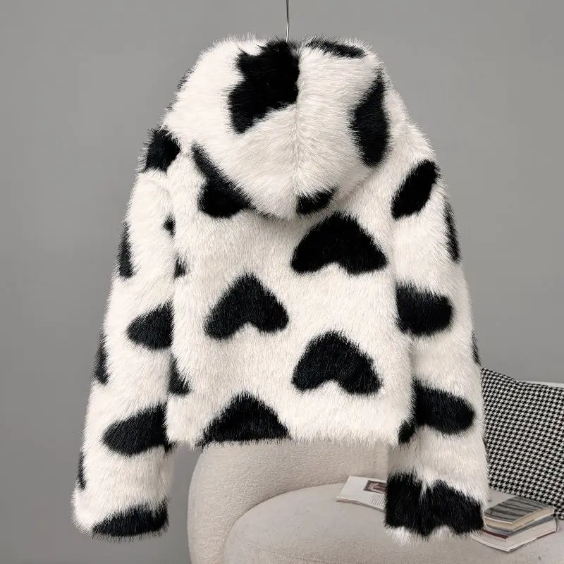 أزياء المرأة معطف فرو الأرنب الثعلب الفراء طوق كبير الحجم أرنب النساء معاطف الشتاء المرأة السوداء معطف الخريف عارضة Wh135