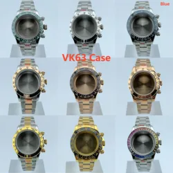 VK63 case Stainless steel high quality Watch case men's chronograph quartz watch suitable for VK63 movement watch accessories