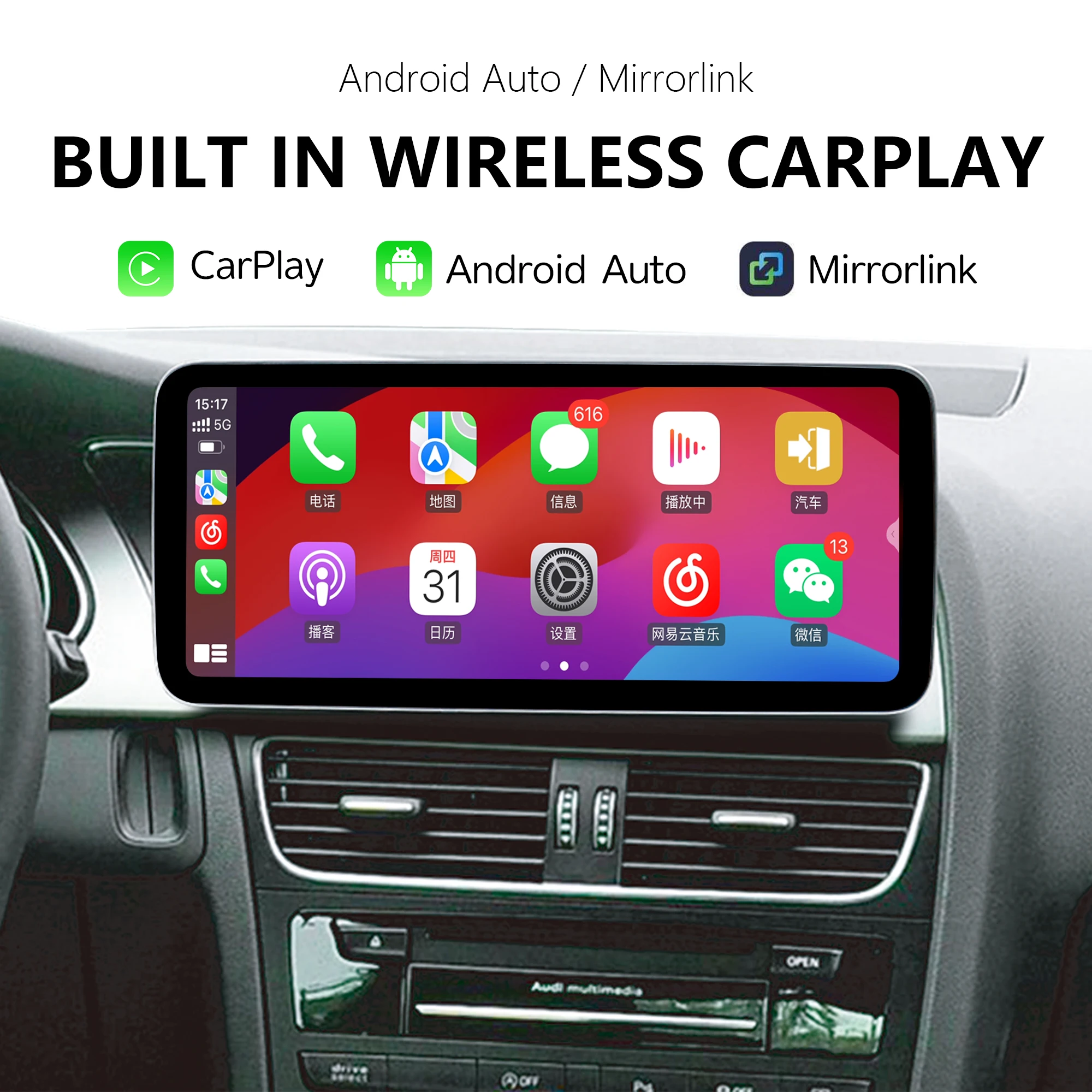 Redpower كريستال ساوند 850 Pro Max شاشة مشغل راديو السيارة الاندورويد لأودي A4L A5 S5 2009-2015 CarPlay بلوتوث مرحبا فاي