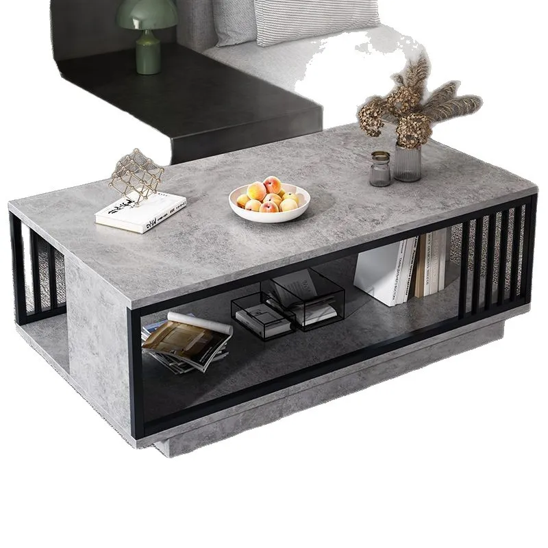 Metal Centre Table 2 Layers Modern Faux White Marble Wood Coffee Table for Living Room