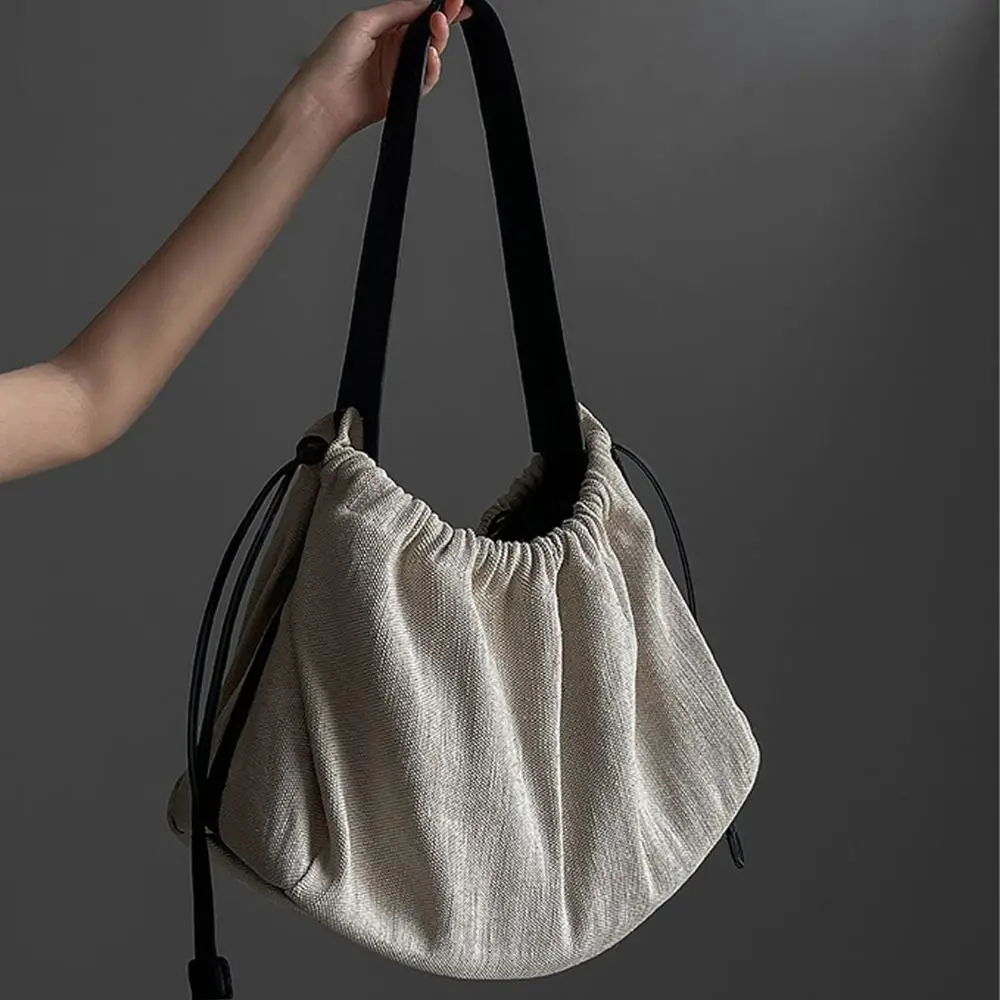 Mode Canvas Crossbody Reistas Met Grote Capaciteit Schoudertas Met Trekkoord Lichtgewicht Boodschappentas Draagtas