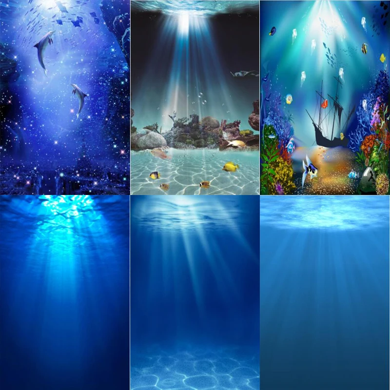 

Underwater Photography Backdrop Blue Shiny Banner For Kids Party Decoration Background Poster