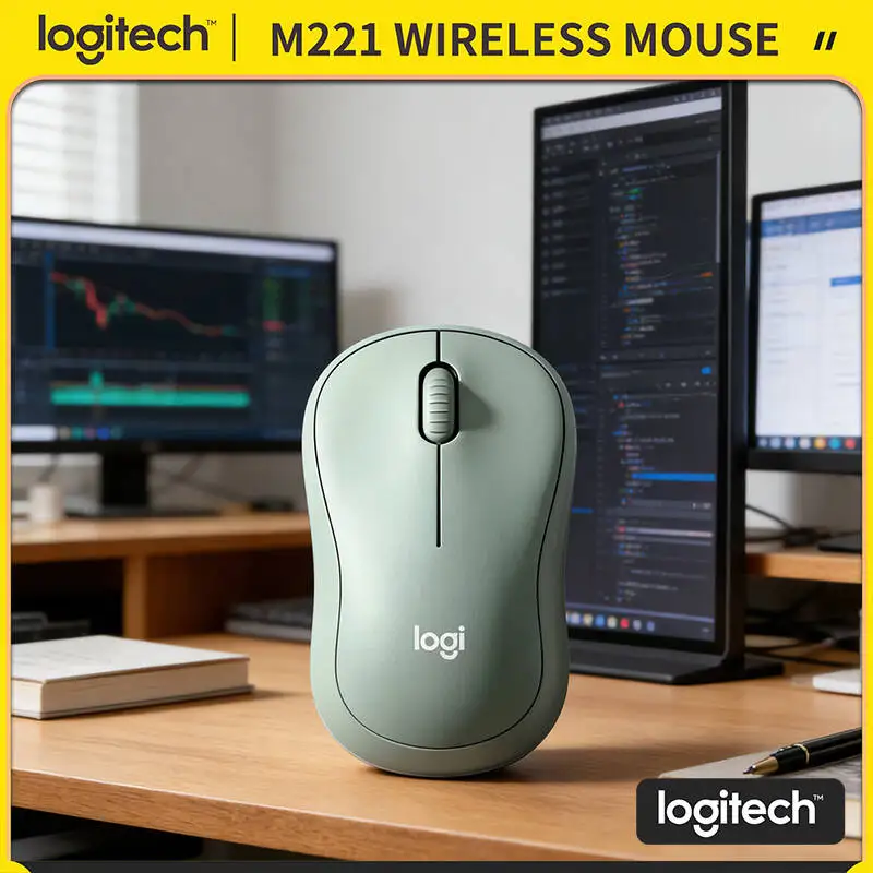 

Бесшумная беспроводная мышь Logitech M221 - радиус действия 10 м, вес 75 г, портативная, 18 месяцев автономной работы, USB-приемник, бесшумные клики для учебы