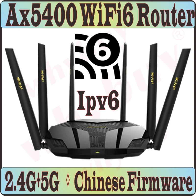 

Chin-Firmware,Wi-Fi6 802.11AX, 6 Antennas WiFi6 AX5400 Wireless Router 2.4GHz 574M 5GHz 4804Mbps, 4 Gigabit ports, Ipv6, Wi-Fi 6