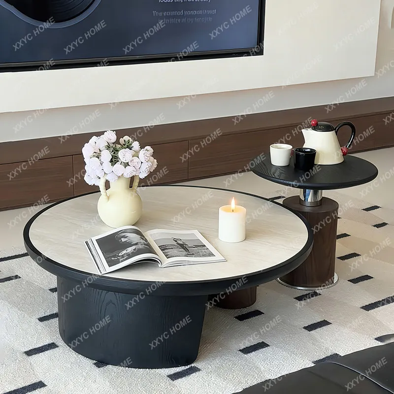 

Medieval Travertine Rock Slab Coffee Table CombinationLight Luxury High Sense 2026 New Living Room Small Apartment Co