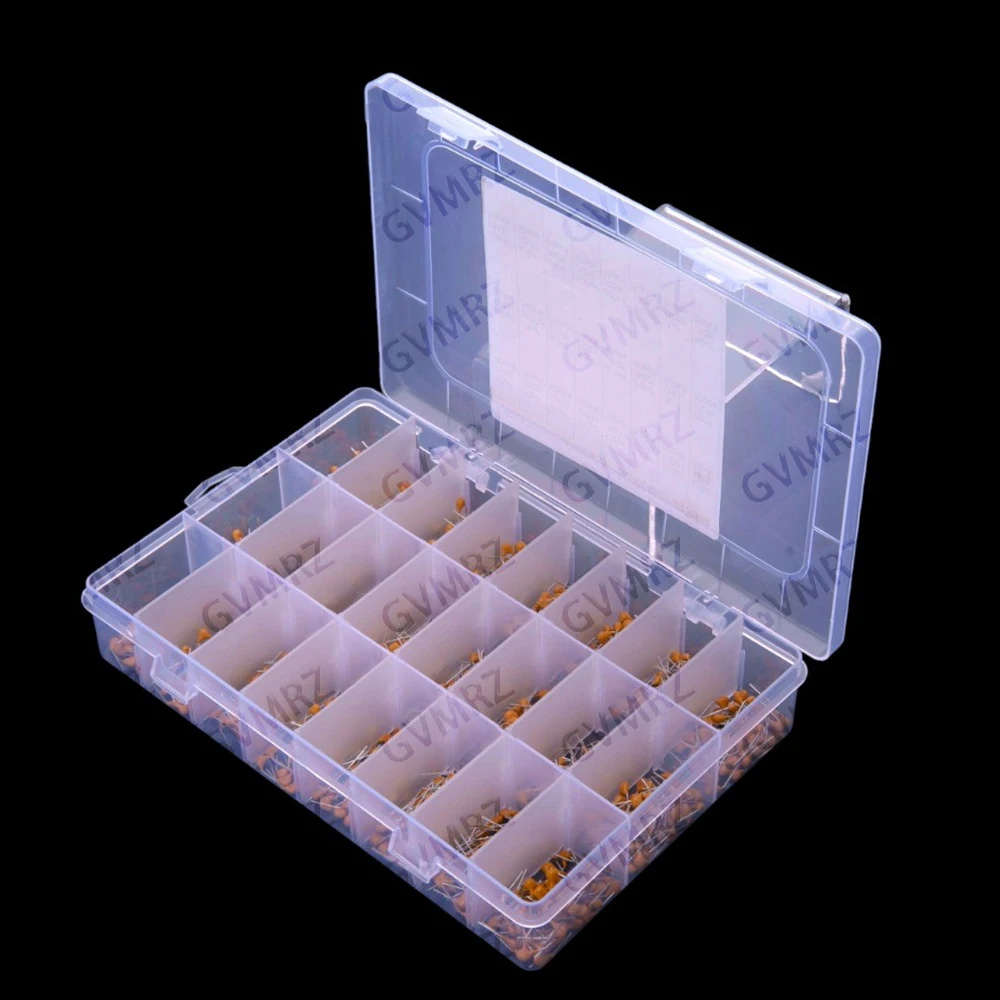 1200PCS Each 50PCS Monolithic Capacitor Set, 24 Values, 10PF-10UF Through-Hole, 100NF 150PF 220PF 33NF 47NF 68NF, 104 105 106