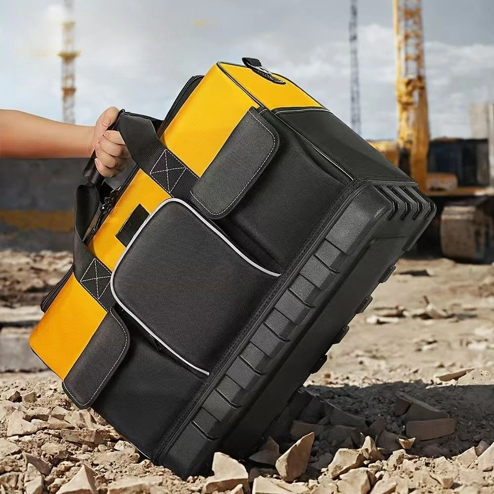 18-inch Wide Mouth Tool Bag with Water Proof Molded Base，Wide Mouth Tool Tote Bag,Waterproof Tool Organizer Bag
