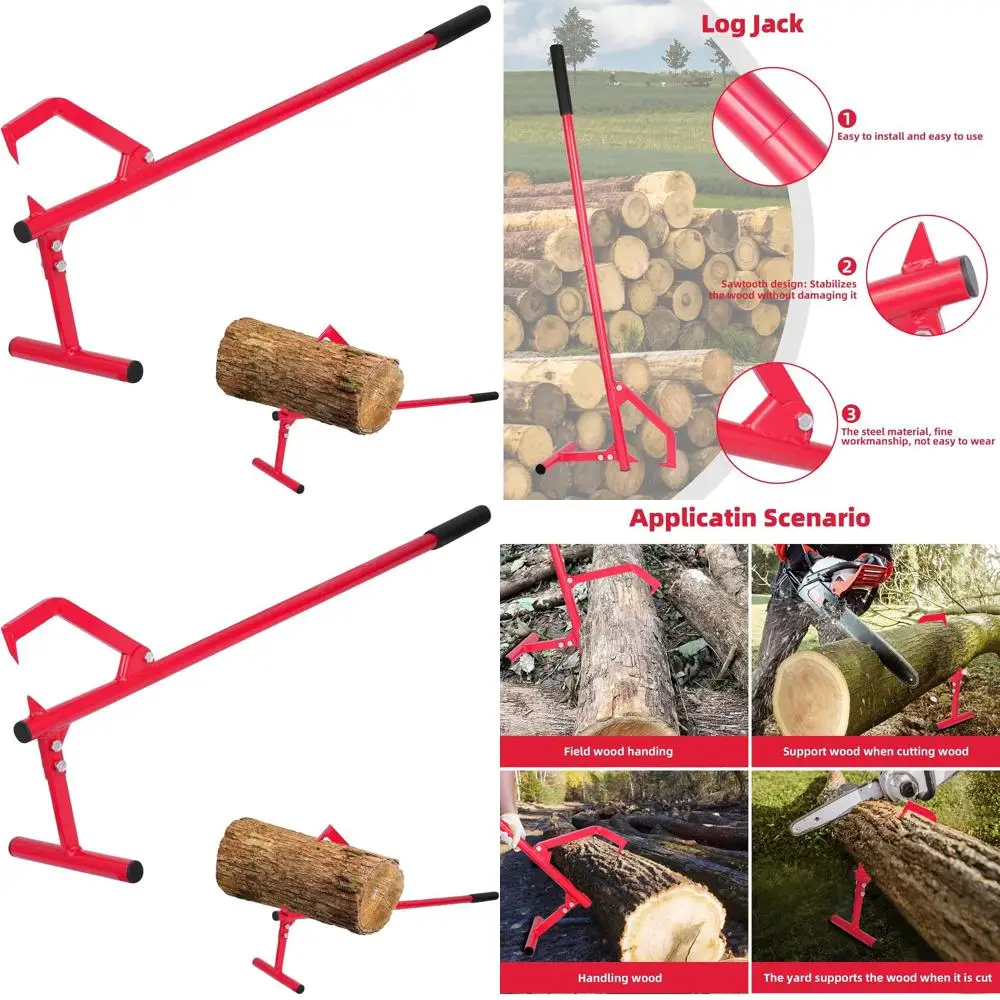 

Heavy-Duty Carbon Steel Log Lifter and Roller, Adjustable Cant Hook for Rolling and Lifting Logs, Black