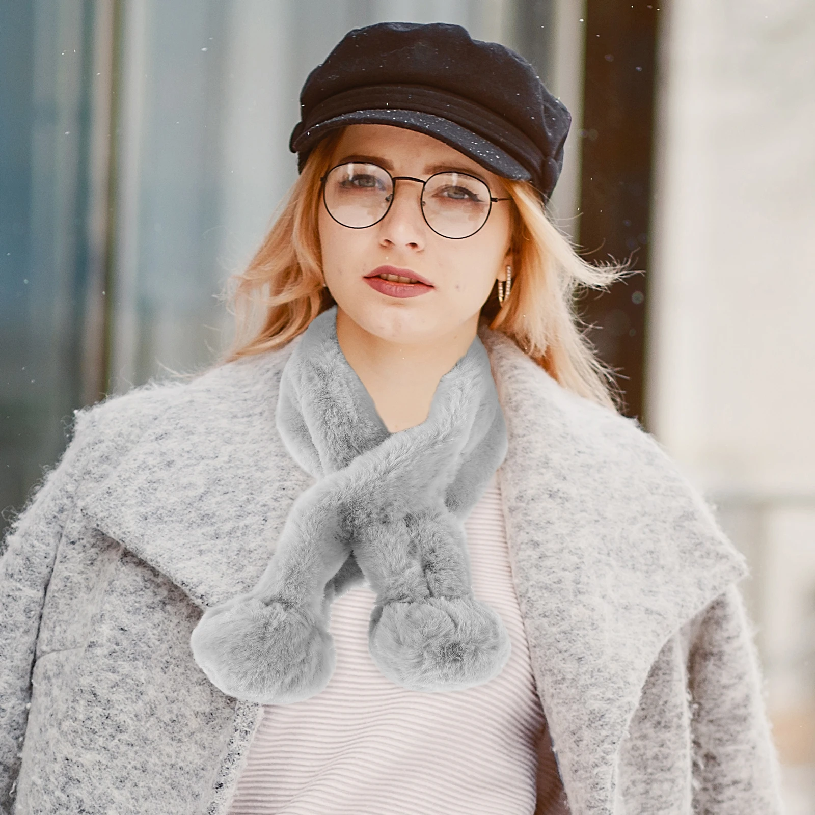 

Soft Faux For Women Lady Knitted Fake Collar Scarf Scarf Kids Pompom Warm Winter Neck Warmer Extra Thick Scarves Durable