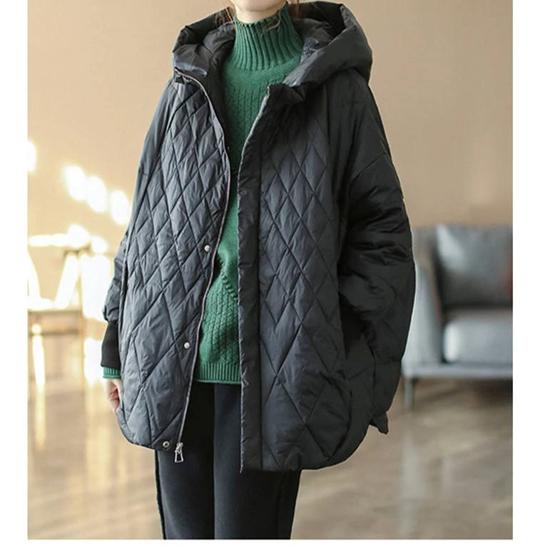Schinteon Women Light White Duck Down Jacket Casual Loose Over Size Autumn Winter Outwear with Hood Coat 2024 New