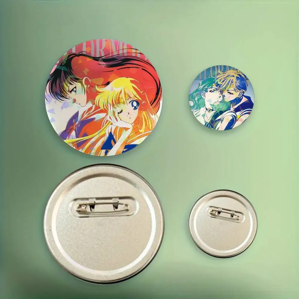 Anime S-Sailor Moon Cute Badge Set Glass Shine Brooches Lapel Backpack Costume Gifts Decoration Birthday