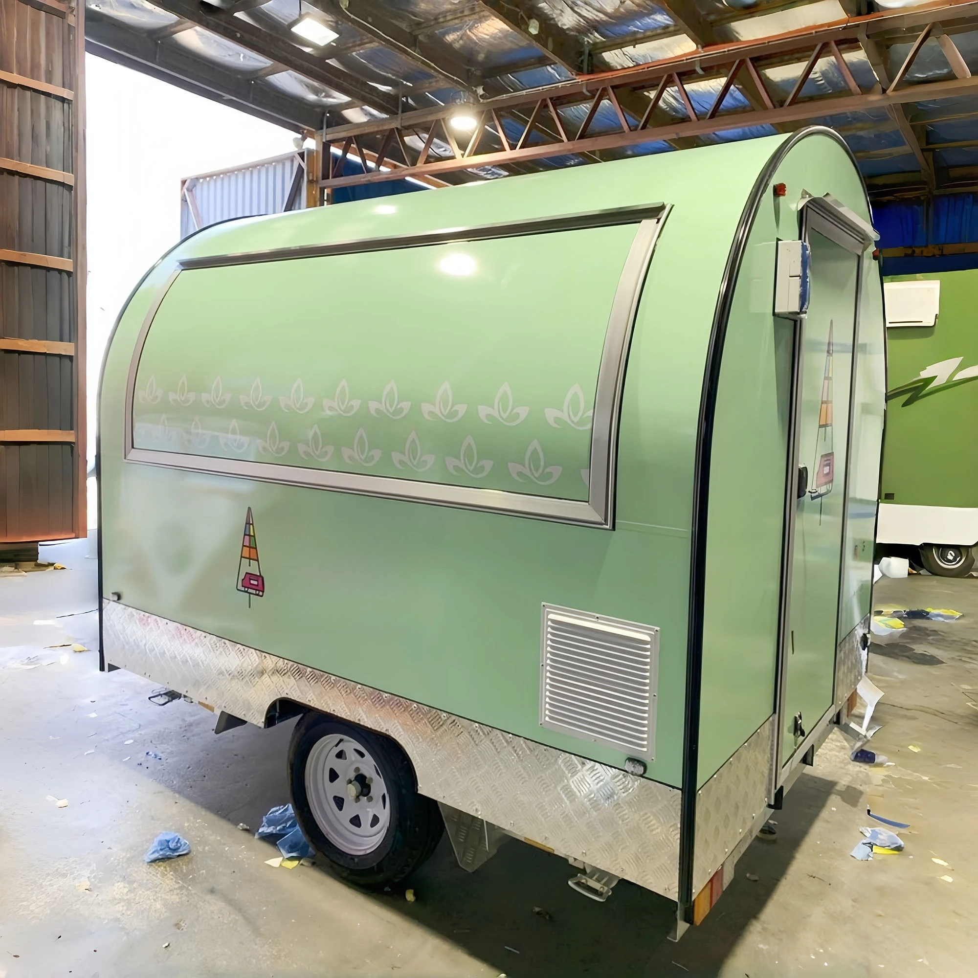 Customized Mini Mobile Food Trailer Round Top Roof Hot Dog Hamburger Street Fast Vending Cart for Snack Sale
