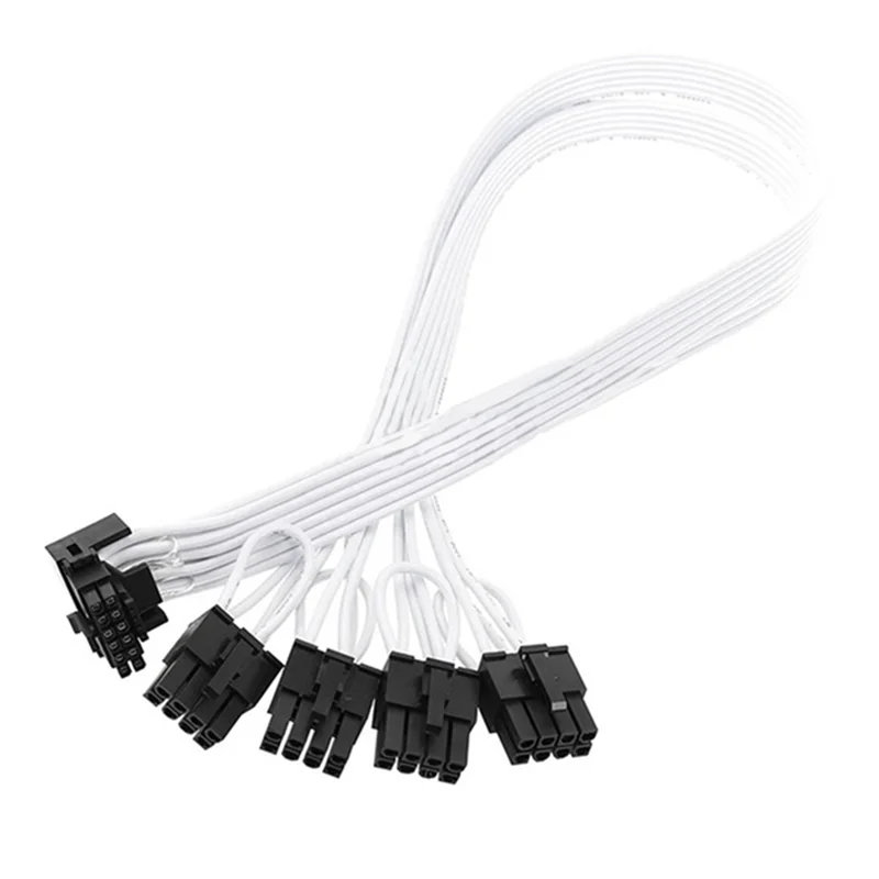 1Pcs 4XCPU 8-Pin To 16 Pin Male PCI-E 5.0 12VHPWR RTX4090 90 Elbow Black White for Corsair PSU Adapter 16AWG 40Cm White