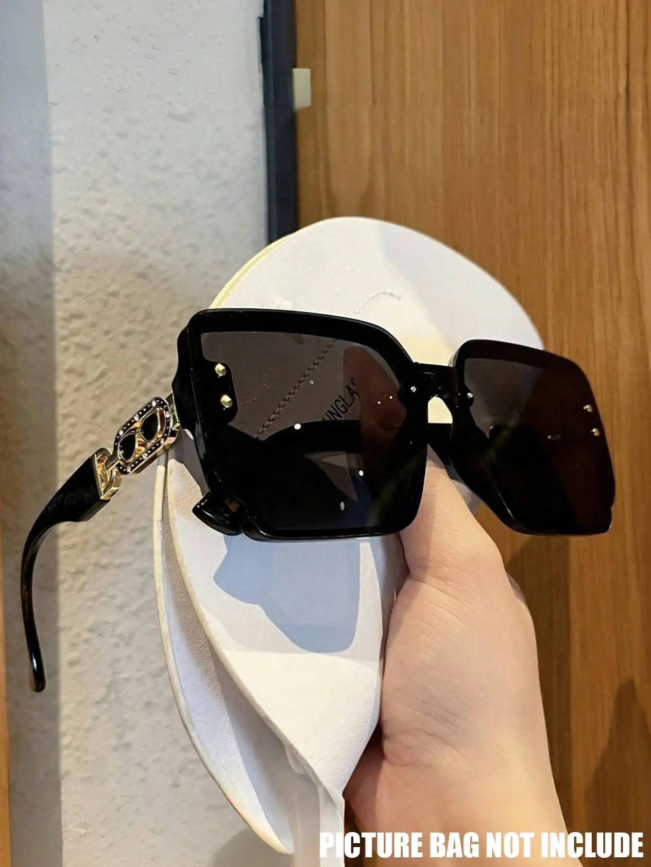 1pc Luxury Square Frame Fashion Glasses, European & American Style Versatile Glasses For Women image 2