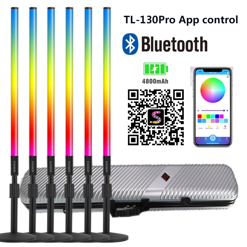 rgb led tube light bar com case smart sync app control bluetooth mudanca de cor neon dj festa eventos tl130pro pacote de 6 01