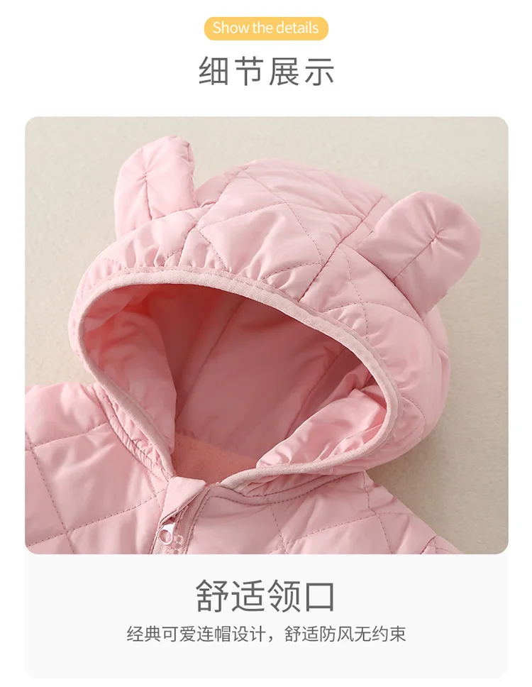 Aynigiell Spätherbst, Frühwinter Baby Overall dicke warme Säugling Kapuze in Fleece Stram pler Neugeborenen Jungen Mädchen Overalls – Detail 4