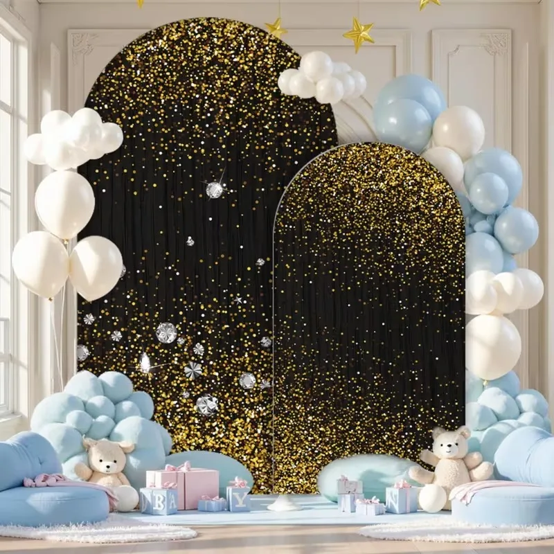 

Двусторонний фон-декор Mehofond Custom «Черное золото» для выпускного вечера 2026 года, украшение для арки Chiara, фон для выпускного бала