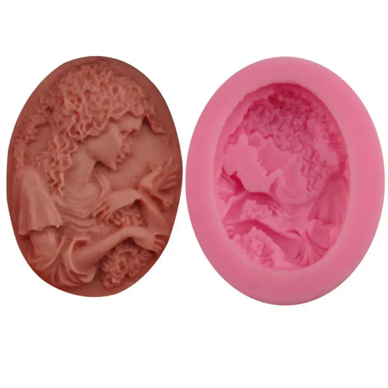 Oval Cameo & Oval Frame Fondant Mold Miniature Frame Silicone Mirror Sugar Fondant Cake Decorating Tools Baking Silicone