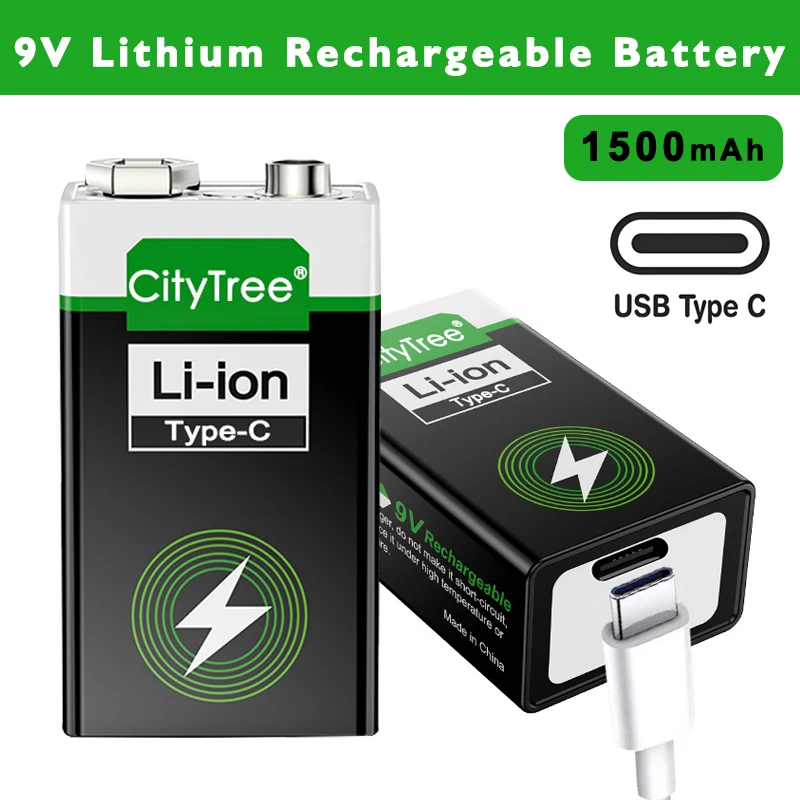 CityTree 9V USB Li-ion Battery 9V Rechargeable Battery 6F22 for Multimeter Microphone Toy Remote Control 9v батарейка