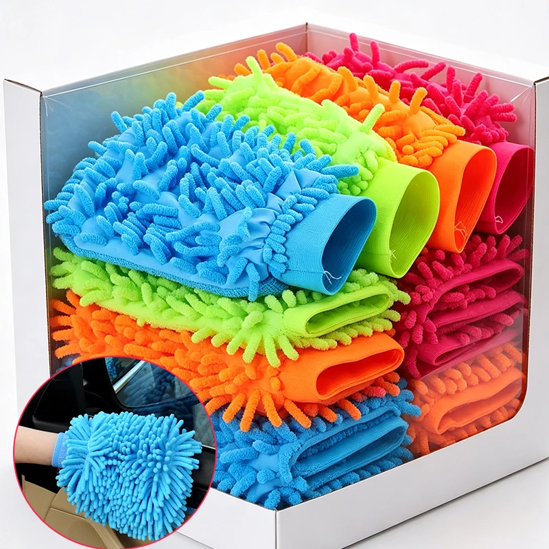 1/3/5pcs Microfiber Car Wash Gloves Auto Single-Side Ultra Absorbent Wash Car Sponge Scratch Free Microfiber Car Cleaning Tool
