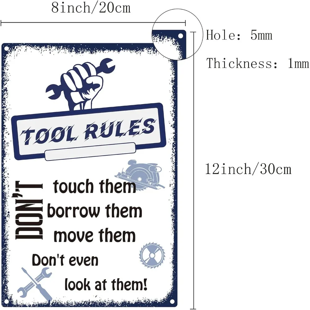 قواعد الأداة علامة لوحة القصدير بورو اللمس تتحركهم لا حتى أنظر لهم علامات معدنية خمر ريترو ملصق الجدار الديكور