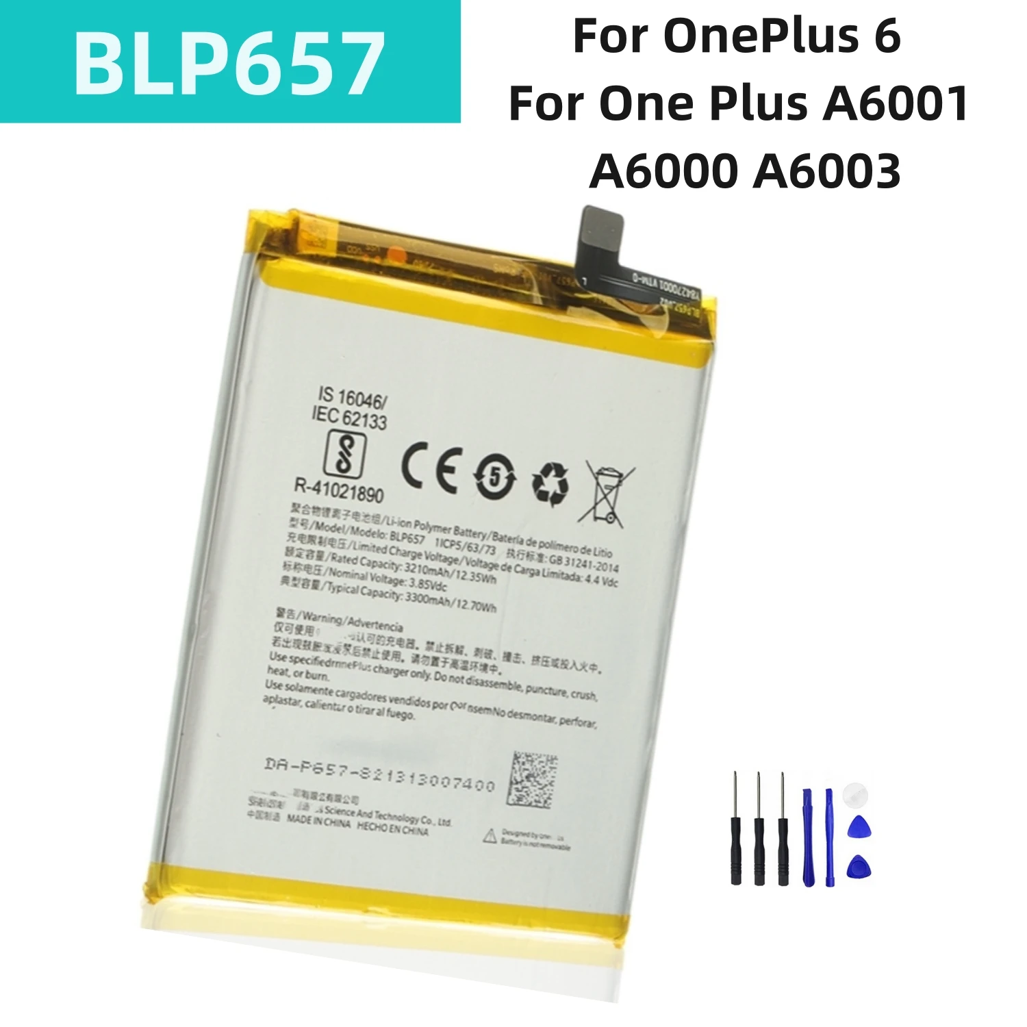 Original Phone Battery BLP657 For OnePlus 6 One Plus A6001 A6000 A6003 High Quality Replacement Batteries 3300mAh +Tools