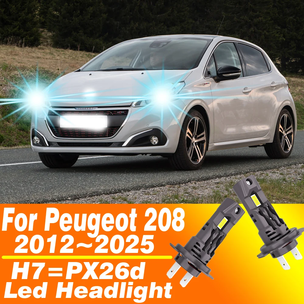 プジョー208-2012～2025年式用-h7-ledヘッドライト-キャンバスエラーなし-ハイパワー-h18-車用電球-6000k-ホワイトライト-モトダイオードランプ-12v-55w-2個セット