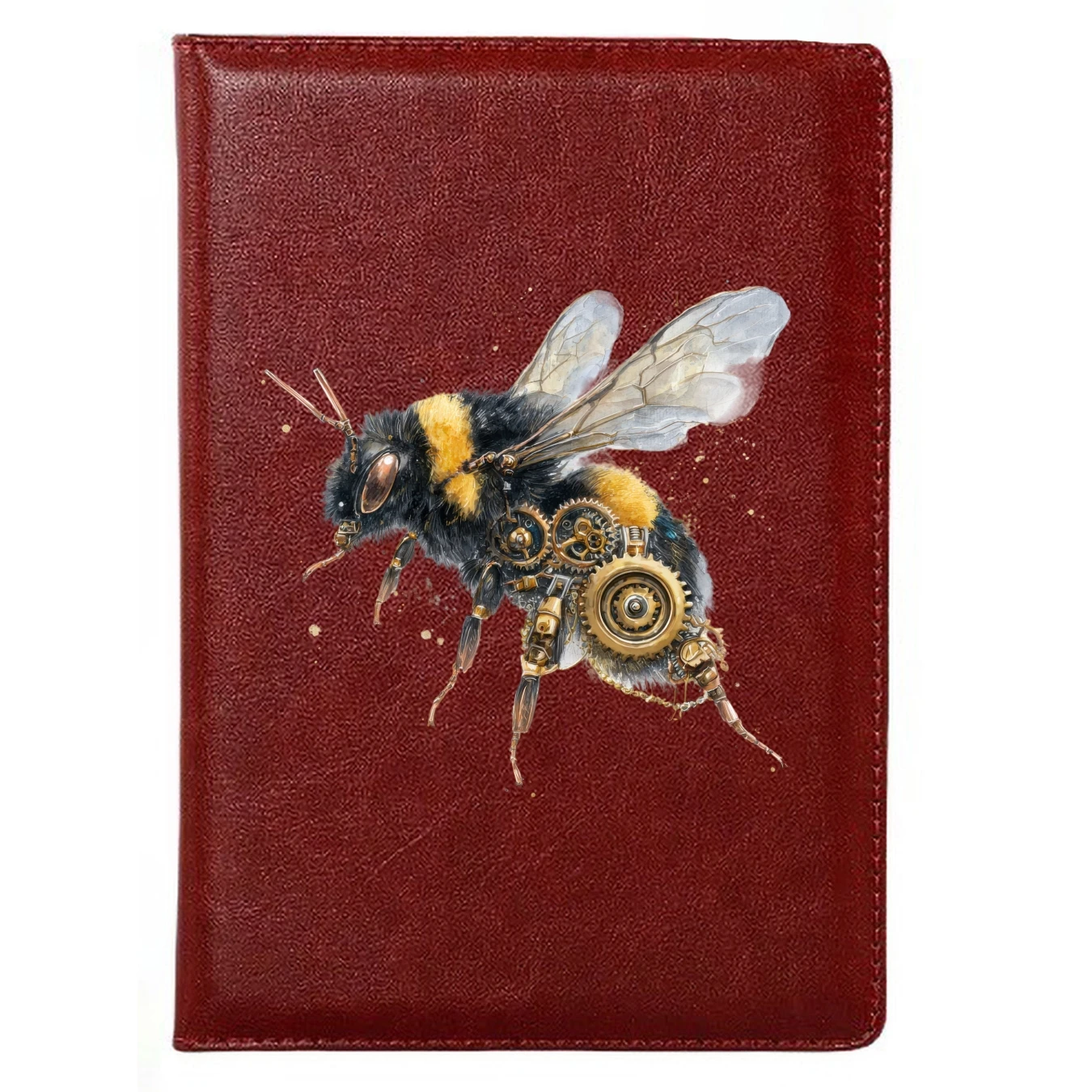 Steampunk Mechanical Bee Journal Retro A5 Leather Notebook with Personalized Design Soft Cover Bookmark Gift for Business Office