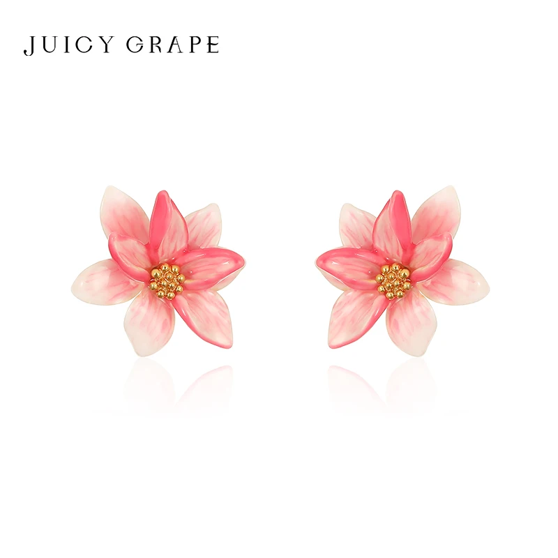 

Серьги-шармы JUICY GRAPE с цветком розовой магнолии для женщин, серебро S925, оригинальный дизайн, легкая роскошь, летние украшения