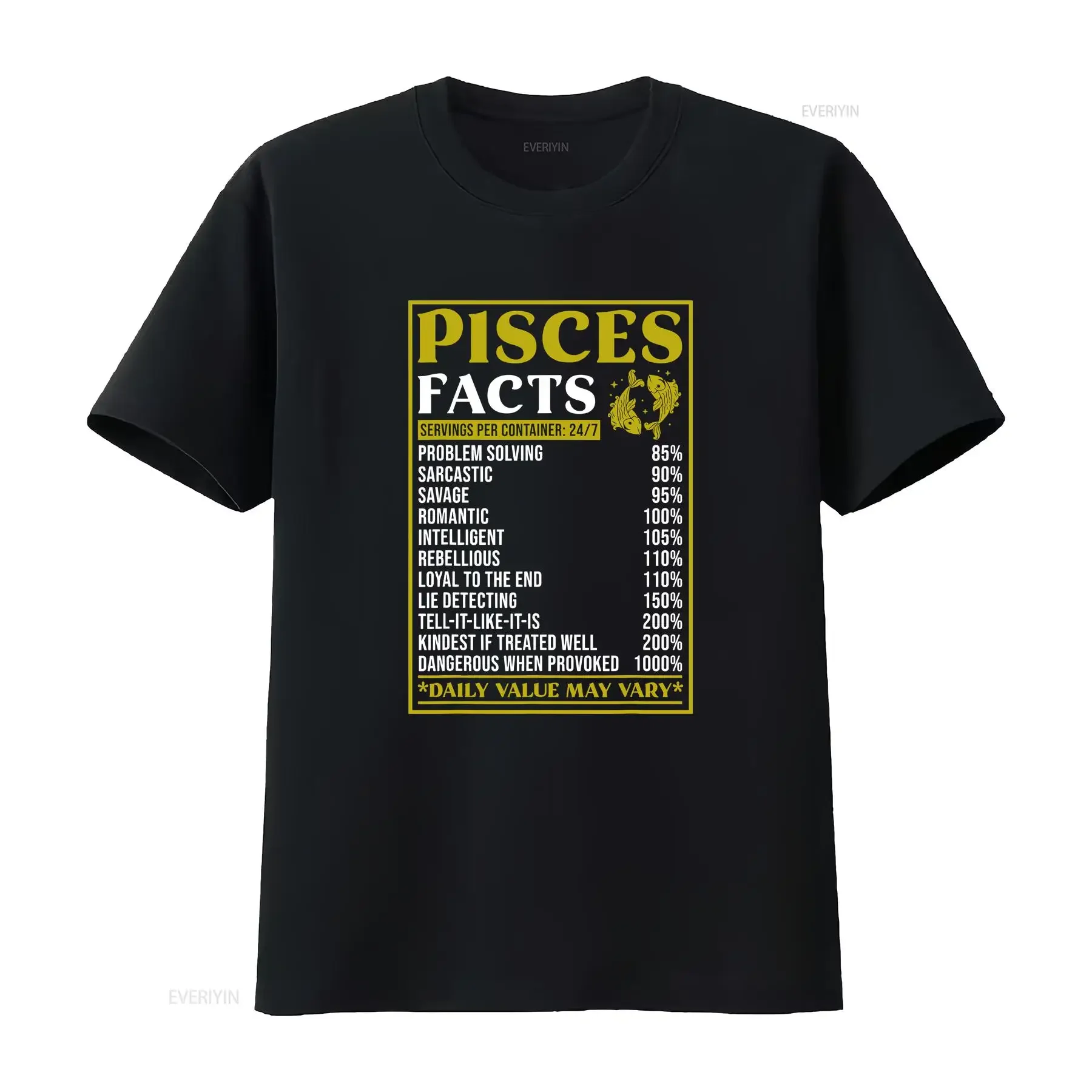 Pisces Zodiac Facts Design funny T Shirt  vintage Washed streetwear Soft Slightly Stretched Versatile Comfortable graphic