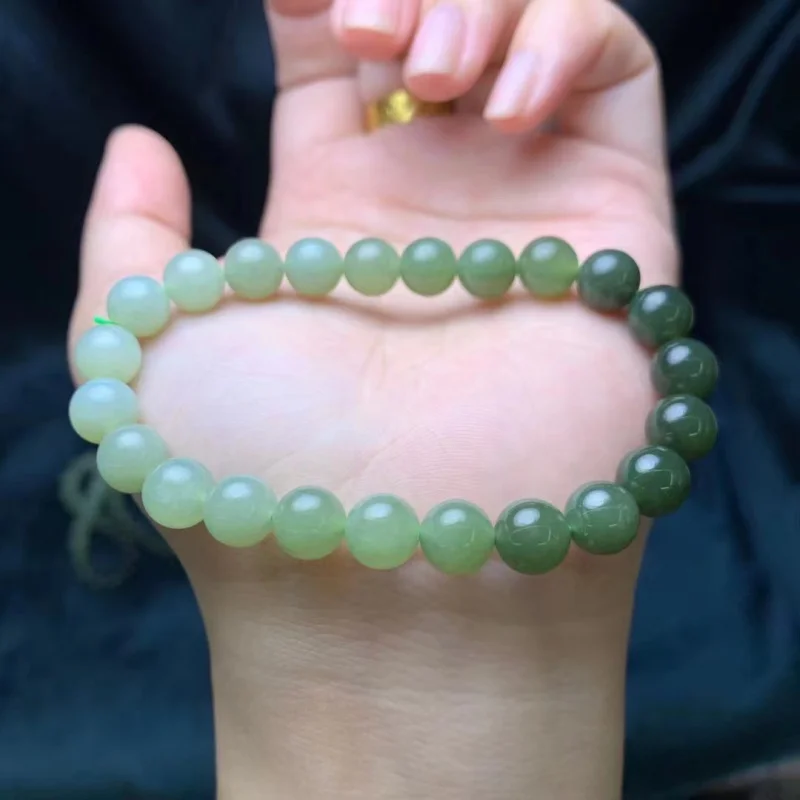 

Браслет из натурального нефрита Хэтиан, 8 мм, с градиентным цветом, круглые бусины