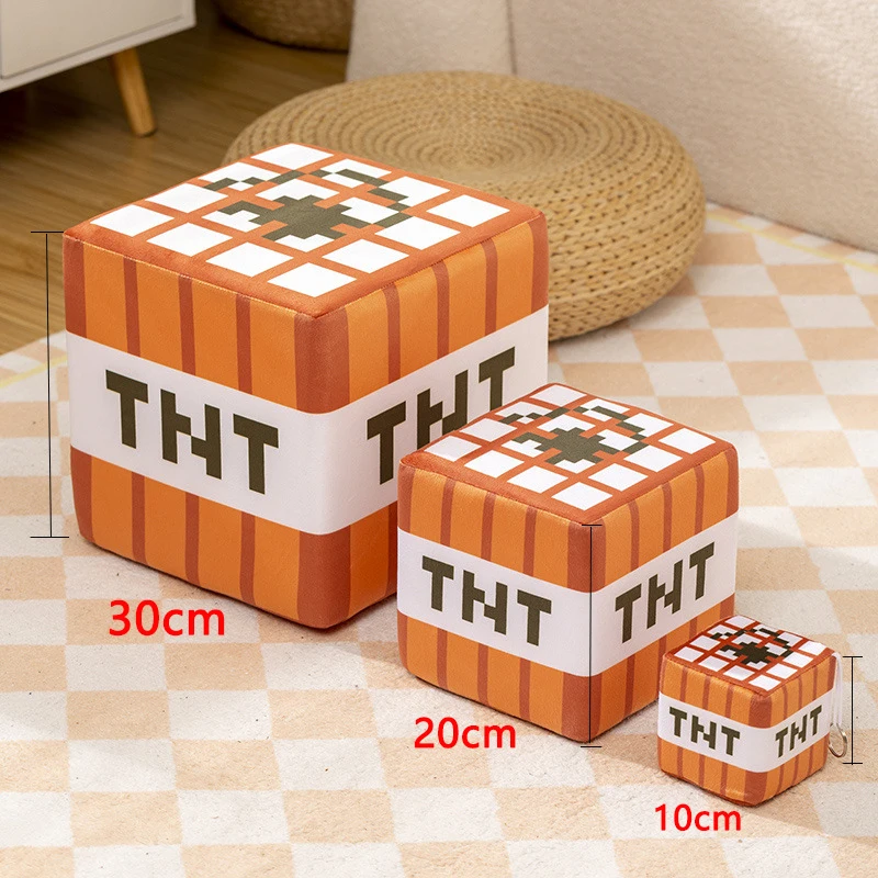 Game MineCraftion TNT Figure Stuffed Plush Doll Model Toys MineCraftion Cartoon Square Pillow Doll  Steve Alex Model For Gifts