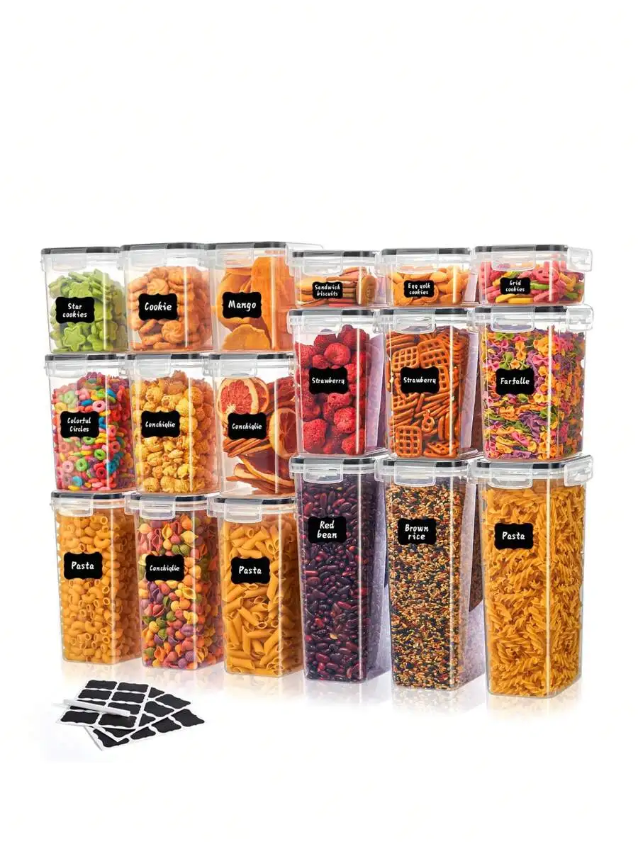 

VOOVA 24pcs Airtight Food Storage Containers With Lids For Kitchen Pantry Organization And Storage - Leakproof Plastic Kitchen Canisters Set For Cereal, Pasta, Flour, Sugar