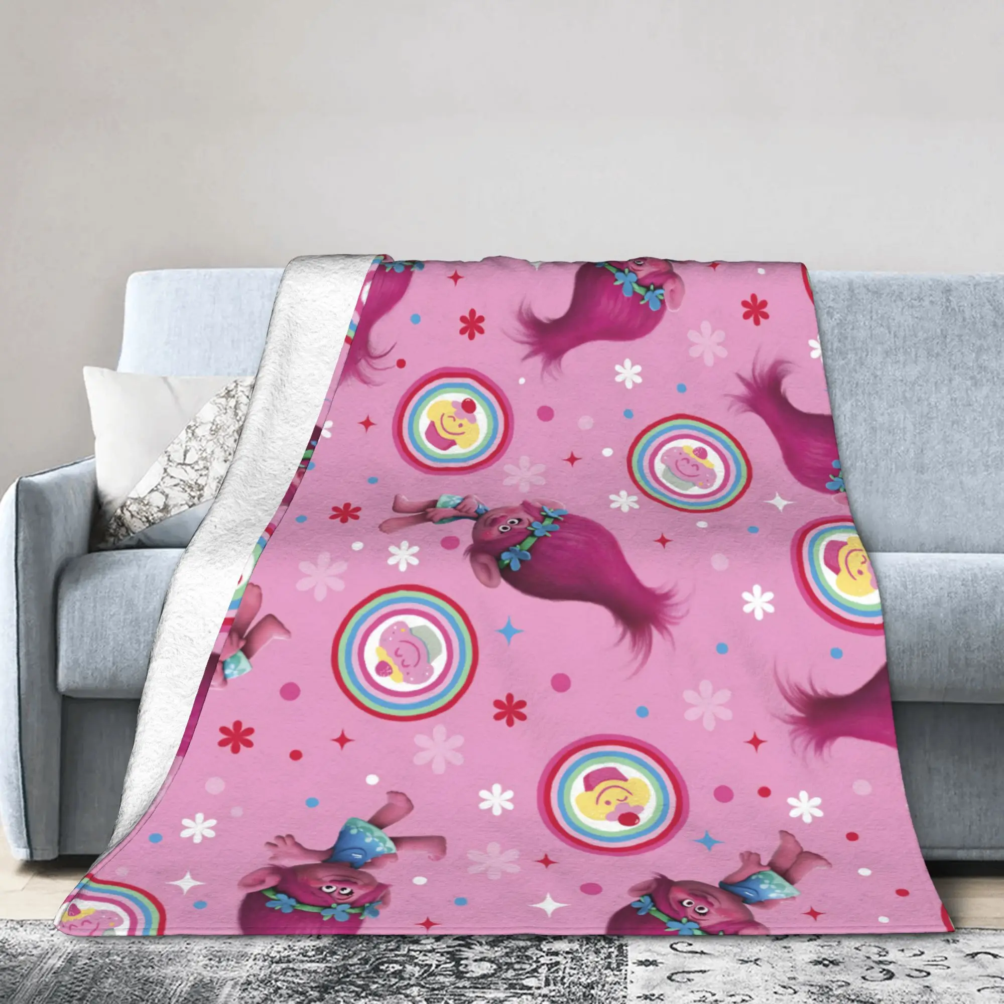 Troll Doll Fleece Throw Blanket Cartoon Blanket for Home Car Warm Bedding Throws