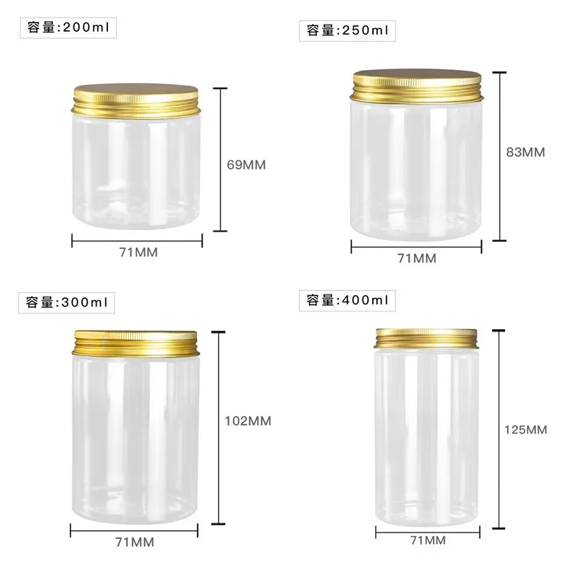 Wholesale Clear PET Plastic Jars 150ml 200ml 250ml Transparent Empty Cosmetic Mask Cream Wax Packaging Containers Pots With Lids