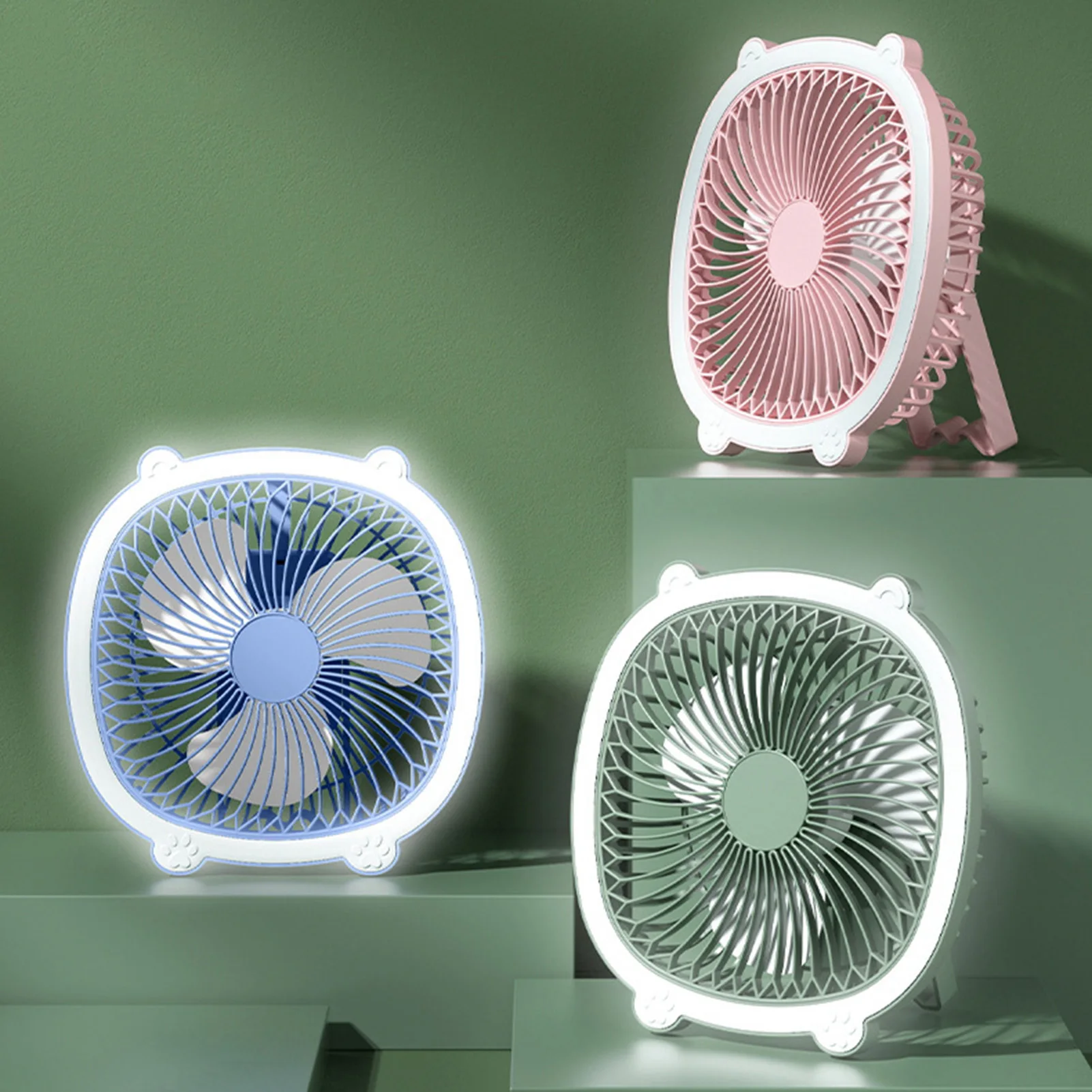 Portable Cooling Table Fan with Light USB Ultra-Quiet  Fan Suitable for Home Office Bedroom