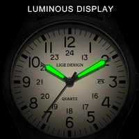 LIGE Top Brand Luxury Mens Watch Fashion Casual Quartz Watches For Men Waterproof Luminous Nylon Strap Wristwatches Reloj Hombre