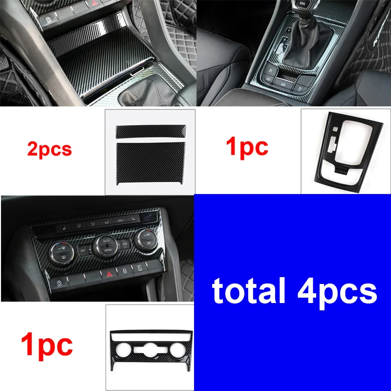 4pcs for SKODA KODIAQ 2022-2023 GT Sportline Interior Decoration Carbon Fiber Pattern Stainless Steel